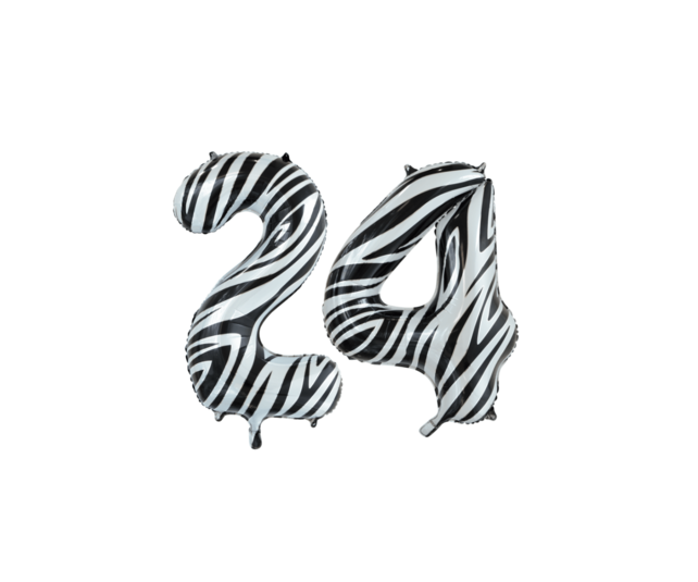 Folieballon 24 jaar zilver 86cm