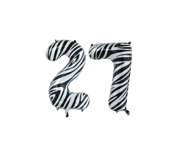 Folieballon 27 jaar zilver 86cm
