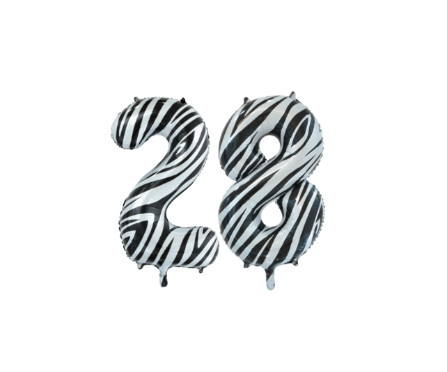 Folieballon 28 jaar zilver 86cm