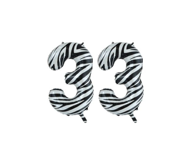 Folieballon 33 jaar zilver 86cm