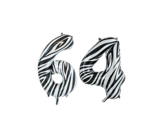 Folieballon 64 jaar zilver 86cm