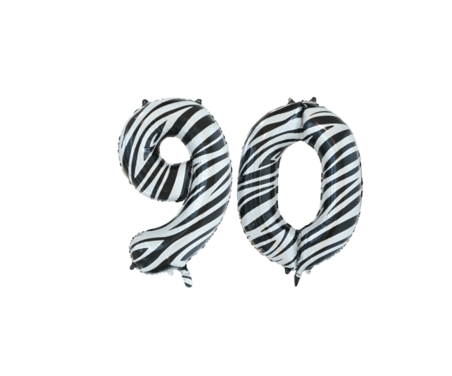 Folieballon 90 jaar zilver 86cm