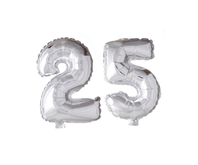 Folieballon 25 jaar blauw 41cm