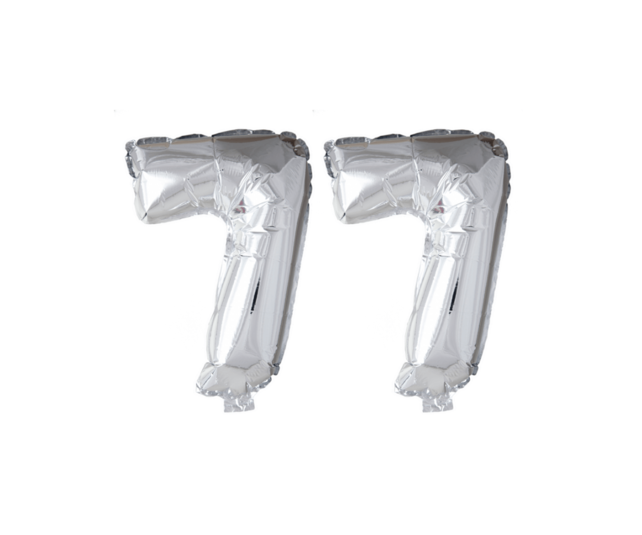 Folieballon 77 jaar blauw 41cm