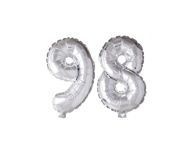 Folieballon 98 jaar blauw 41cm