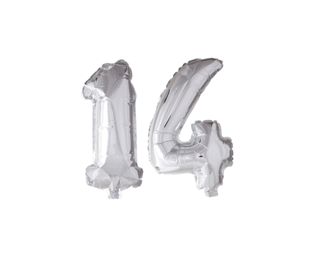 Folieballon 14 jaar Regenboog 41cm