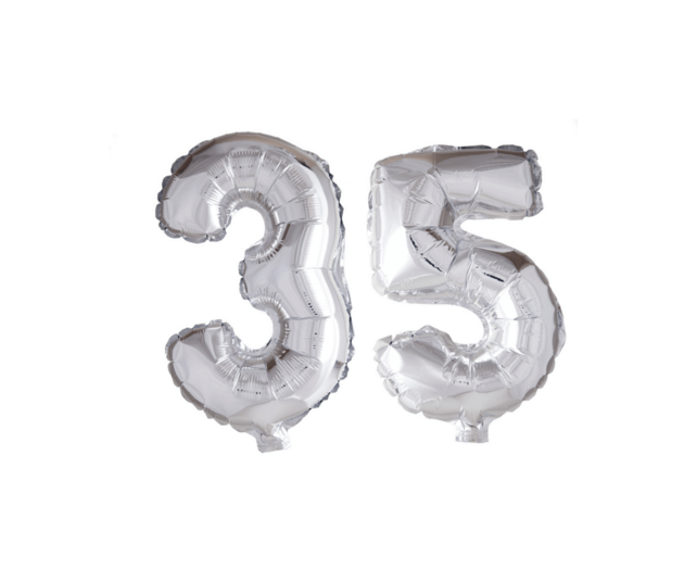Folieballon 35 jaar Regenboog 41cm Folieballon 35 jaar Regenboog 41cm