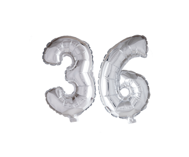 Folieballon 36 jaar Regenboog 41cm Folieballon 36 jaar Regenboog 41cm