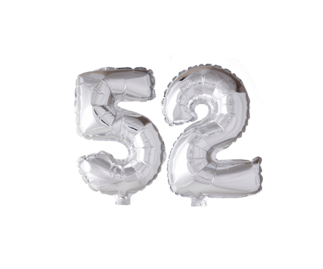 Folieballon 52 jaar Regenboog 41cm