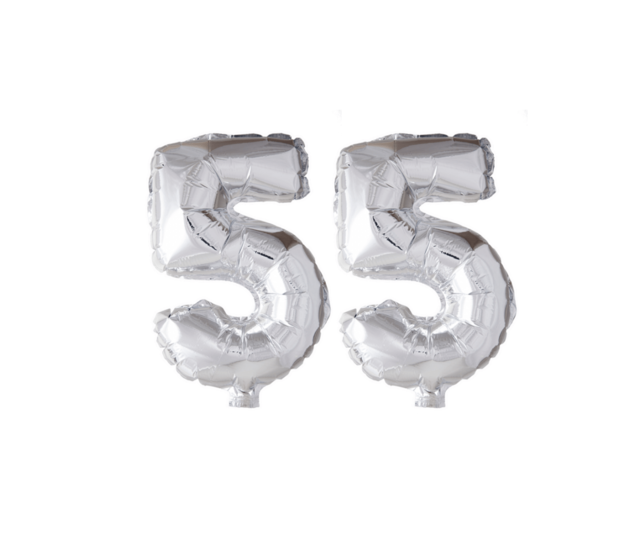 Folieballon 55 jaar Regenboog 41cm