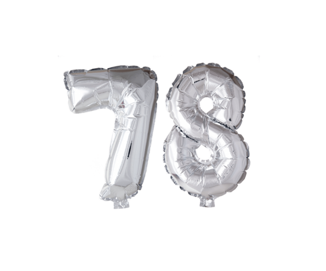 Folieballon 78 jaar Regenboog 41cm