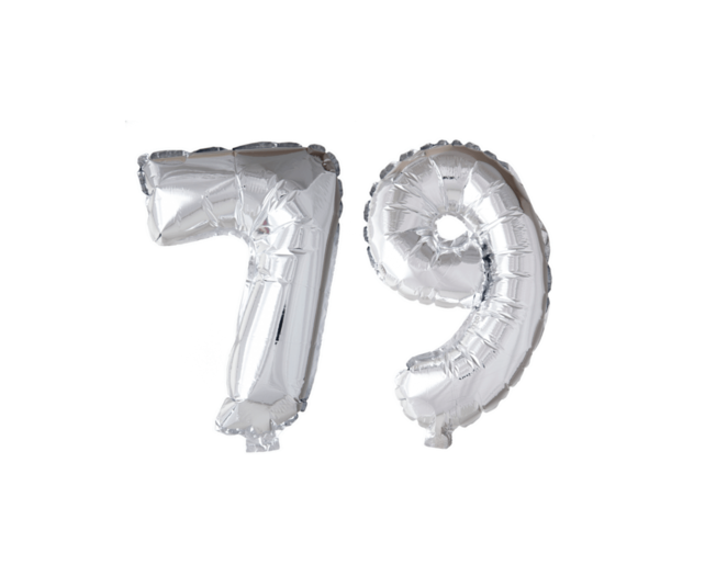 Folieballon 79 jaar Regenboog 41cm