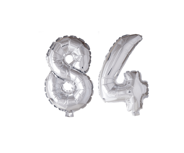 Folieballon 84 jaar Regenboog 41cm