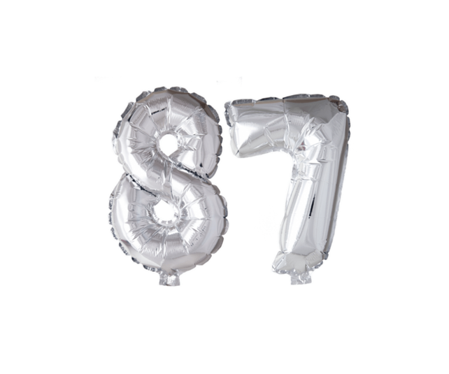 Folieballon 87 jaar Regenboog 41cm