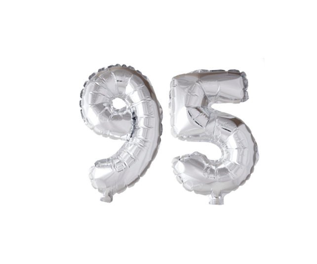 Folieballon 95 jaar Regenboog 41cm