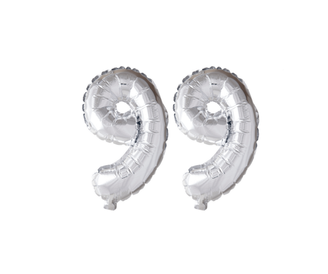 Folieballon 99 jaar Regenboog 41cm