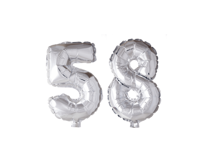 Folieballon 58 jaar Goud 41cm Folieballon 58 jaar Goud 41cm