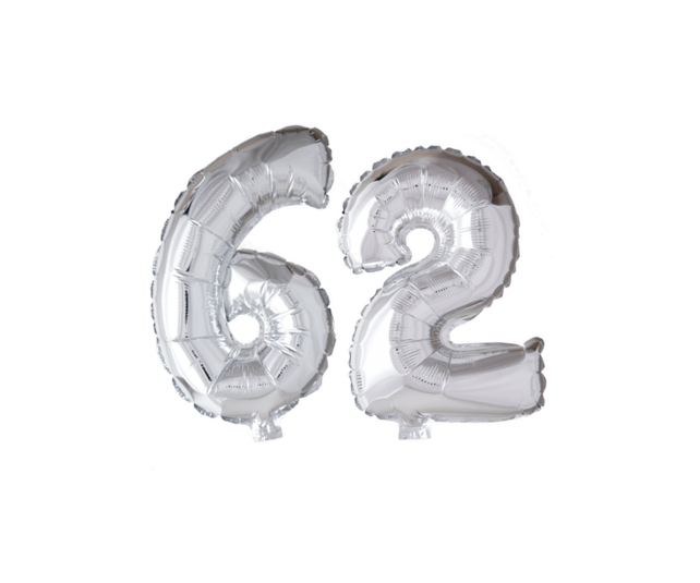 Folieballon 62 jaar Goud 41cm