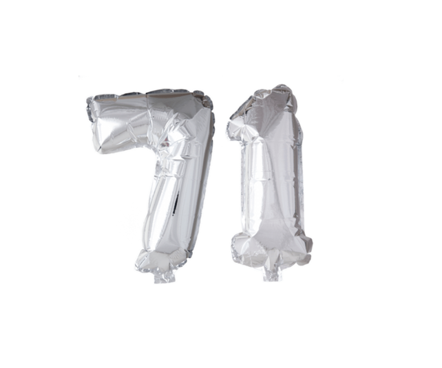 Folieballon 71 jaar Goud 41cm