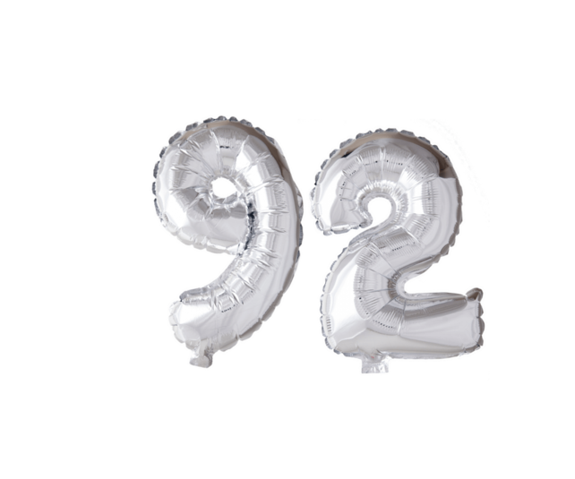 Folieballon 92 jaar Goud 41cm