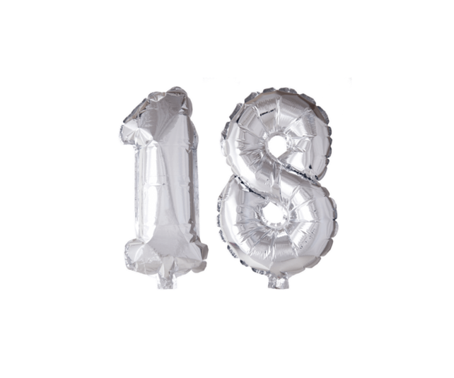 Folieballon 18 jaar roze 41cm