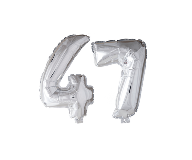 Folieballon 47 jaar roze 41cm