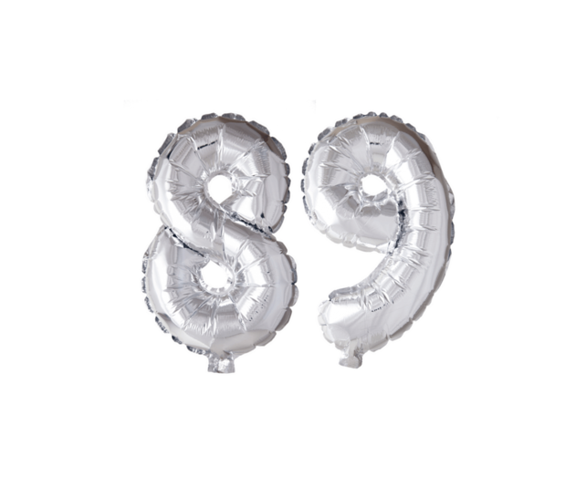 Folieballon 89 jaar roze 41cm