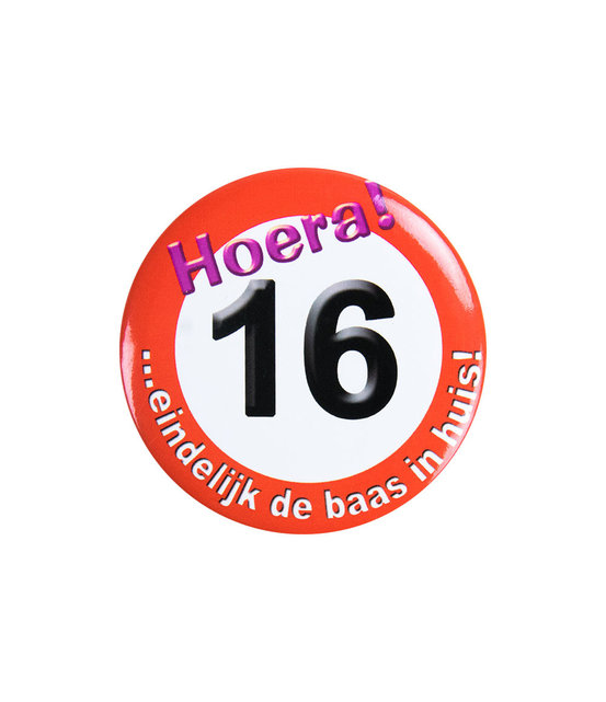 Button klein - 16 jaar verkeersbord Button klein - 16 jaar verkeersbord