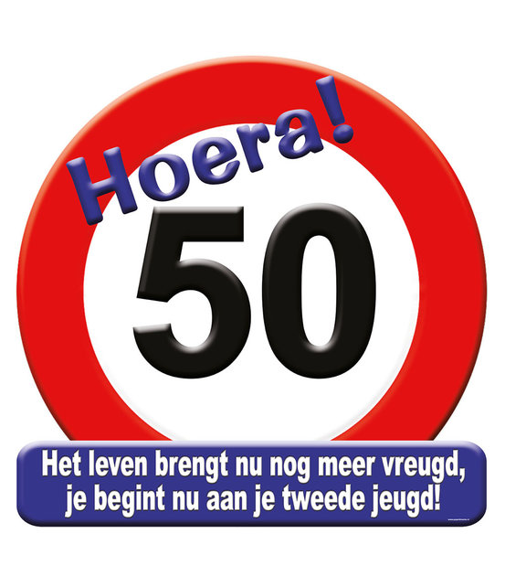 Deurbord - 50 jaar – verkeersbord