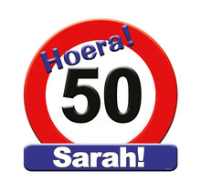 Deurbord - 50 jaar Sarah – verkeersbord