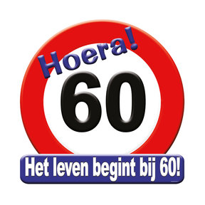 Deurbord - 60 jaar – verkeersbord