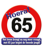 Deurbord - 65 jaar – verkeersbord