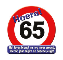 Deurbord - 65 jaar – verkeersbord