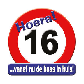 Deurbord - 16 jaar – verkeersbord
