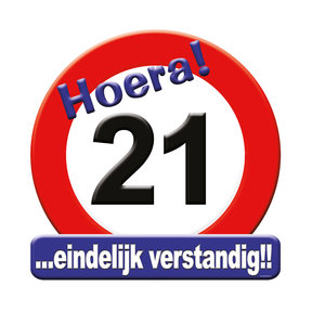 Deurbord - 21 jaar – verkeersbord
