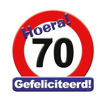 Deurbord - 70 jaar – verkeersbord