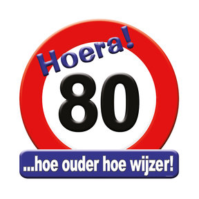 Deurbord - 80 jaar – verkeersbord