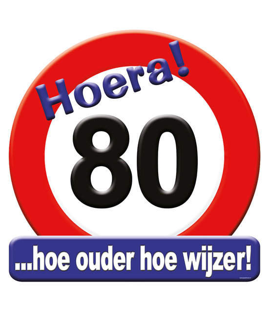 Deurbord - 80 jaar – verkeersbord