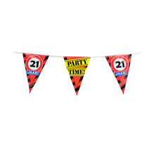 Party vlaggenlijn 10 meter - 21 jaar