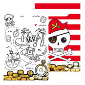 8 papieren uitdeelzakjes Pirates Map Piraten Feestje 8 papieren uitdeelzakjes Pirates Map Piraten Feestje