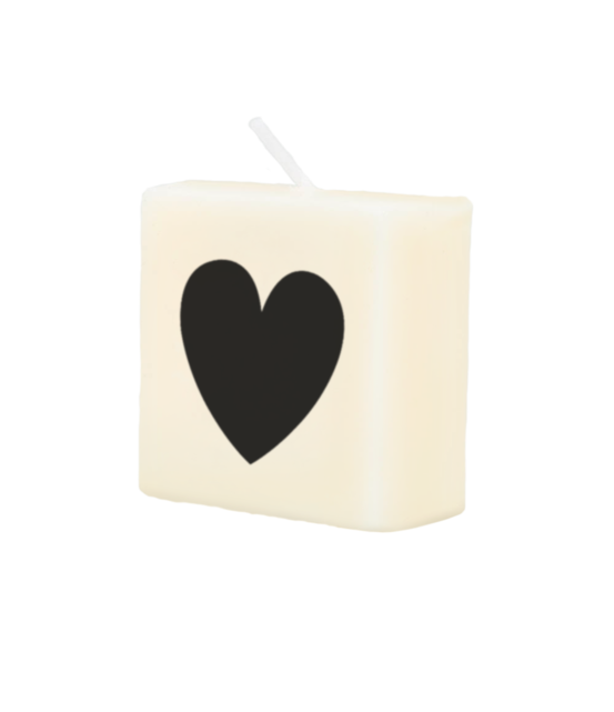 Letter Kaarsje - hartje zwart