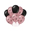 Paperdreams 21 jaar versiering/ decoratie ballonnen rose goud en zwart, 8 stuks 30cm