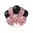 Paperdreams 60 jaar versiering/ decoratie ballonnen rose goud en zwart, 8 stuks 30cm