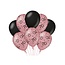 Paperdreams 70 jaar versiering/ decoratie ballonnen rose goud en zwart, 8 stuks 30cm