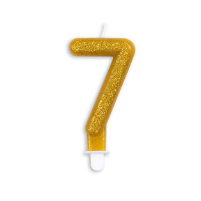 Cijfer kaars glitter goud nr. 7