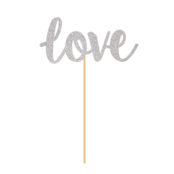 Prikkers "Love" zilver 18cm 6 stuks