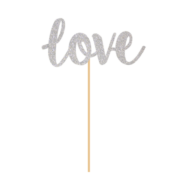 Prikkers "Love" zilver 18cm 6 stuks