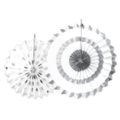Papieren Decoratie Waaiers Sparkling Silver 2st
