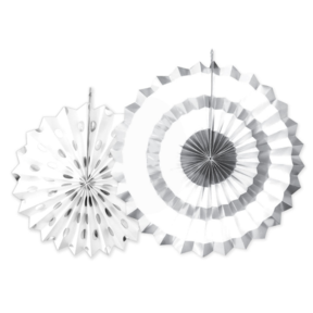 Papieren Decoratie Waaiers Sparkling Silver 2st