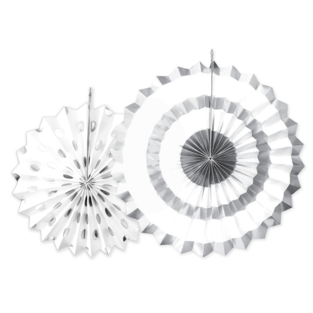 Papieren Decoratie Waaiers Sparkling Silver 2st